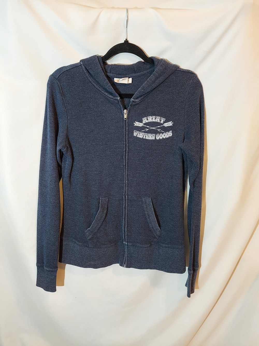 Ariat Western Goods Full-Zip Hoodie Heathered Denim Blue Size L